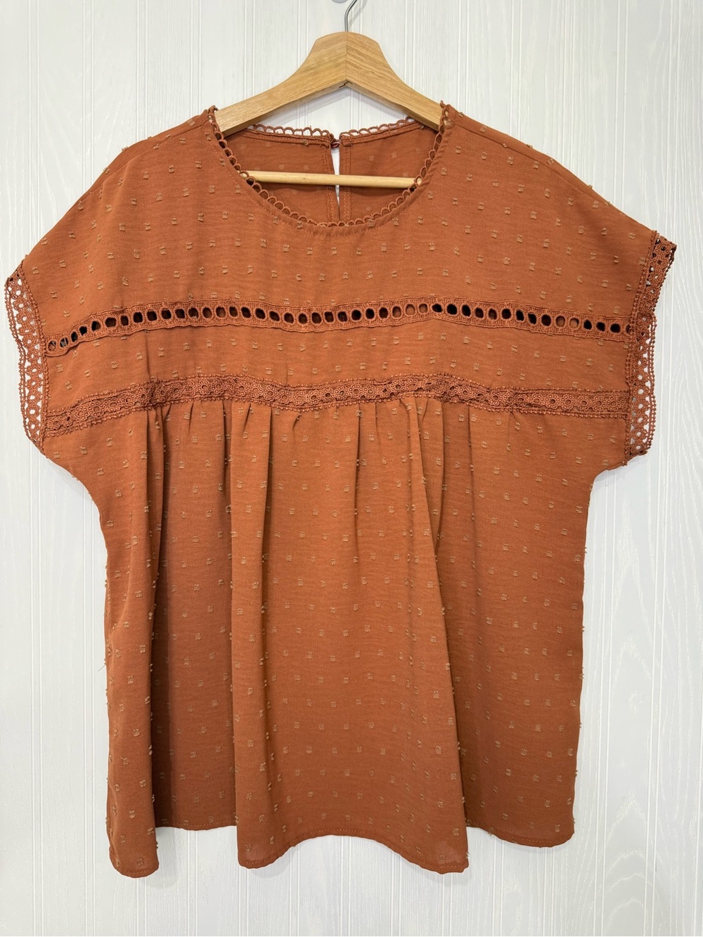 Shein short sleeve blouse with Swiss dot design size XL